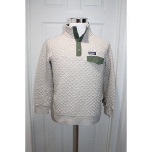 Patagonia Organic Cotton Quilt Snap T Pocket women Size M Beige Pullover Sweater